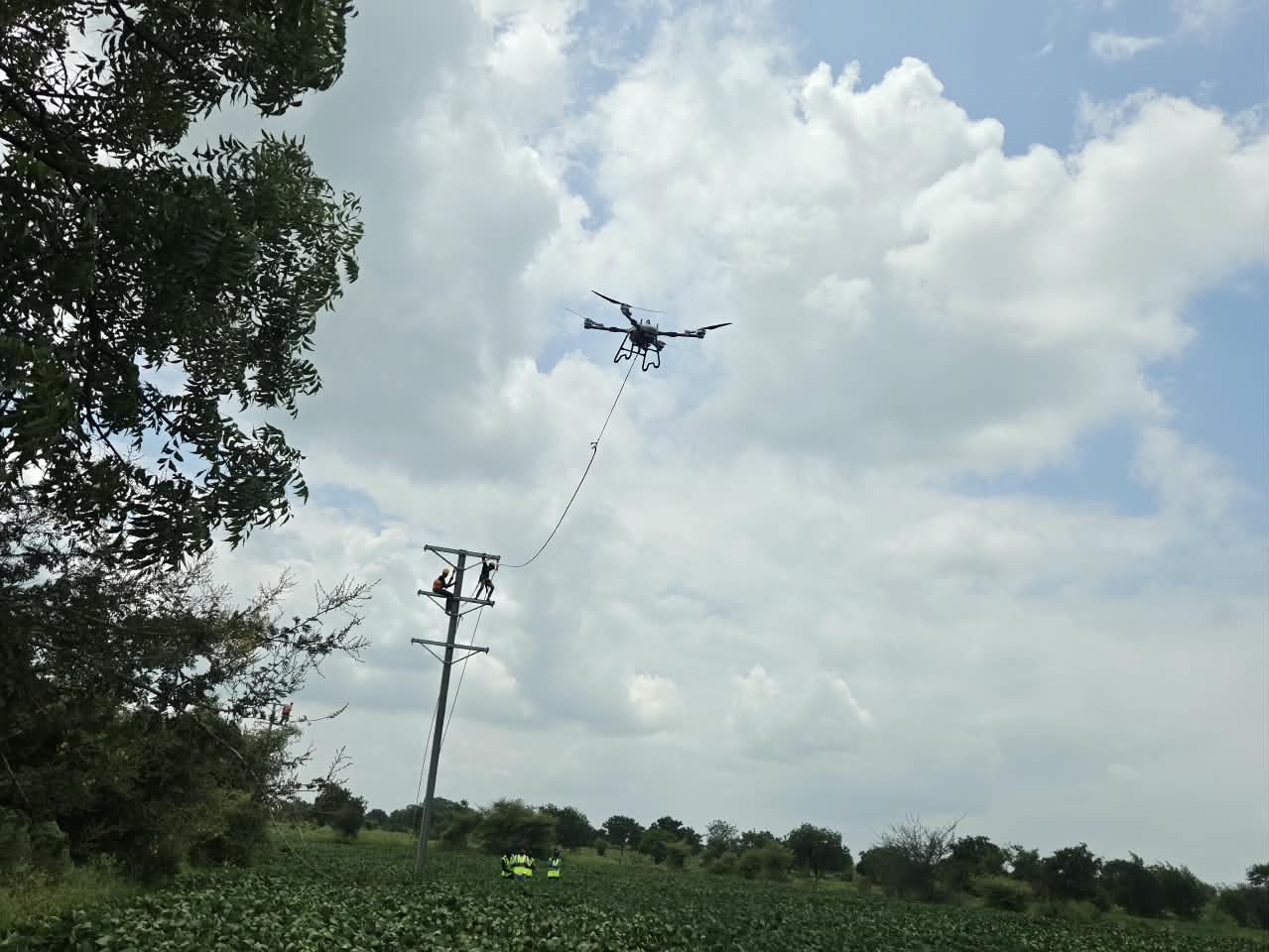 Drone inspecting an industrial structure