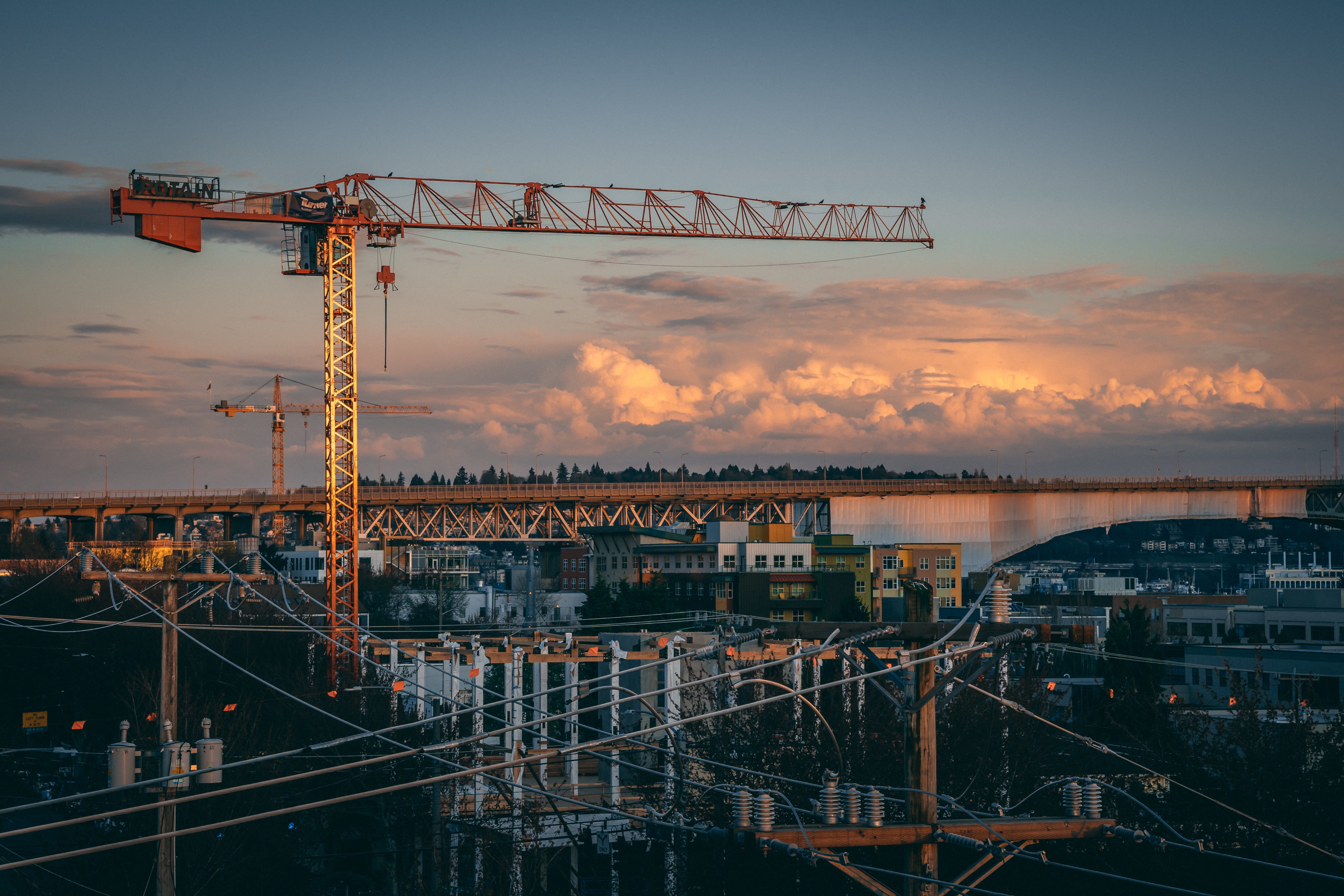 Drone surveying a construction site